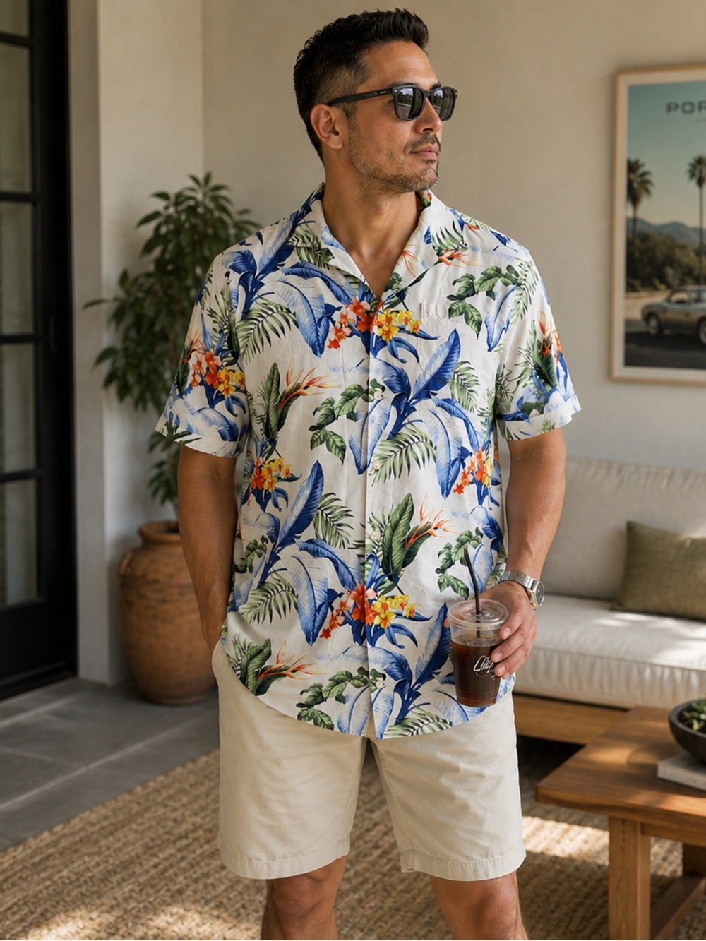 Tommy Bahama Tropical Floral Hawaiian Button-Up Shirt - 100% Silk XL